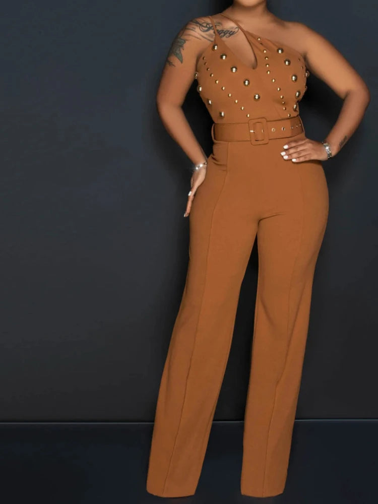 One Piece Sleeveless Slim Fit Overalls Backless Wide Leg Pants