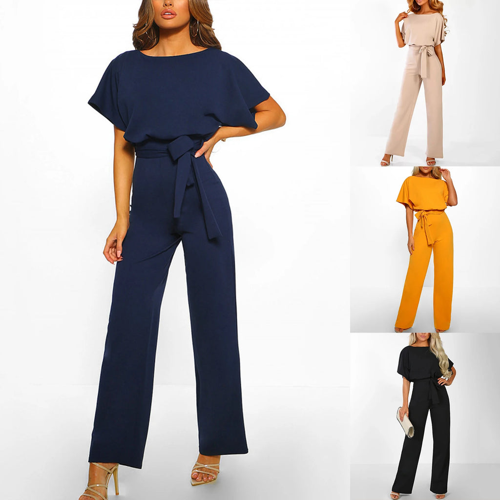 Women Sleeveless Long Jumpsuit Wide Leg Pant Casual Waisted Tank Rompers Playsuit Office Lady Elegant Pocket Overall