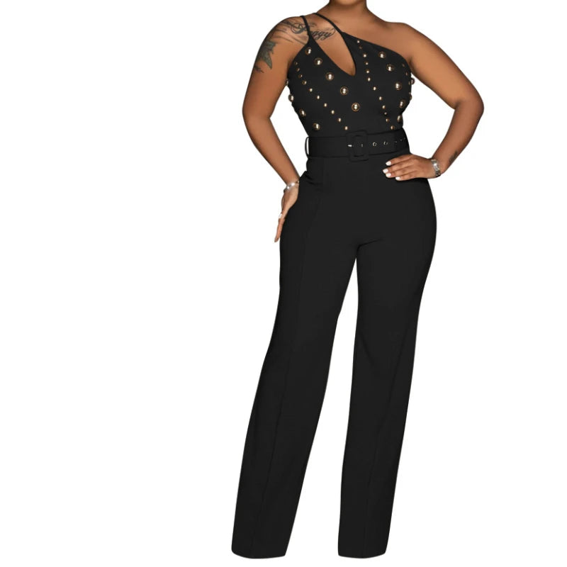 One Piece Sleeveless Slim Fit Overalls Backless Wide Leg Pants