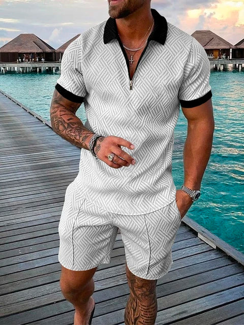 Short Sleeve Polo Shirt+Shorts 2 Piece Sets Sportwear