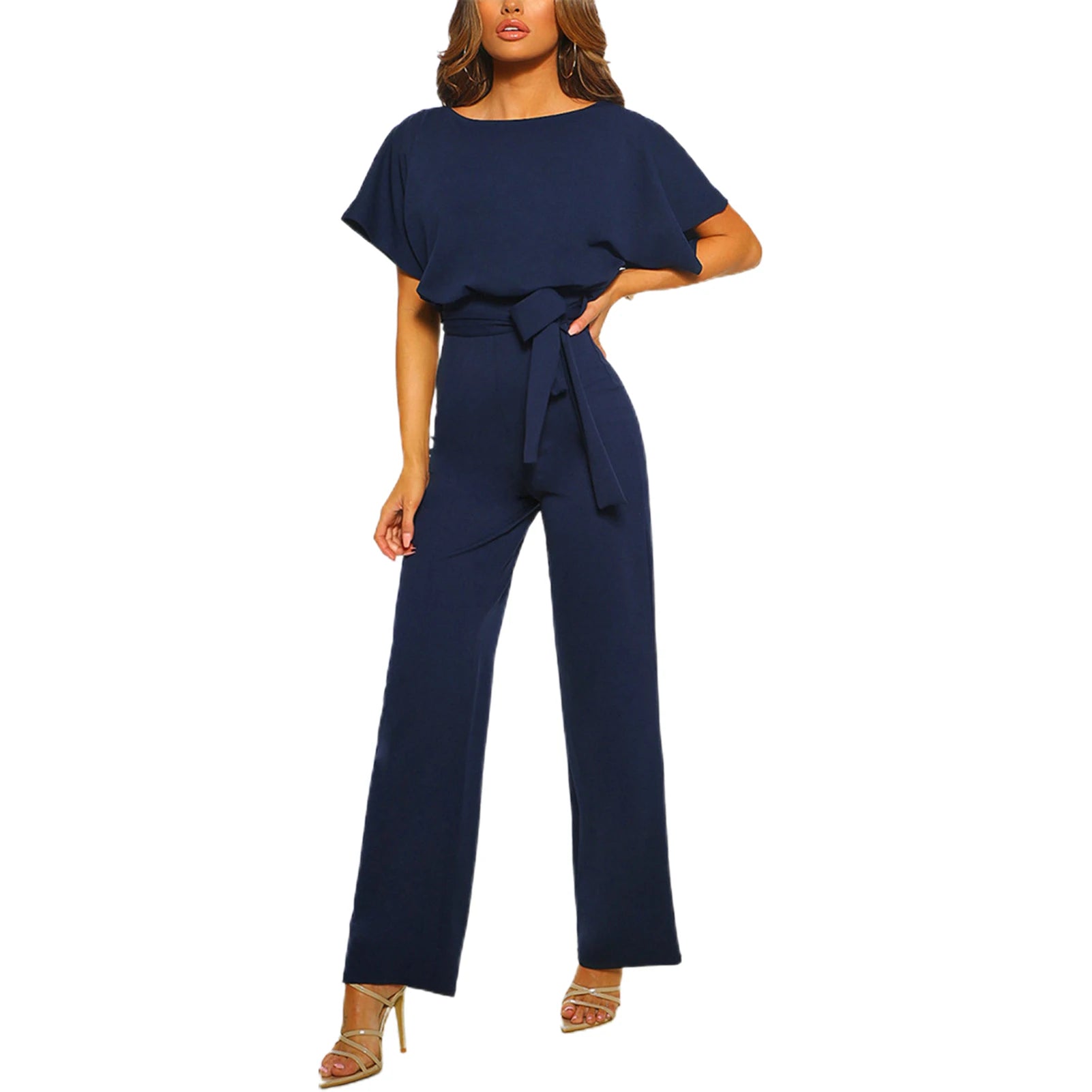 Women Sleeveless Long Jumpsuit Wide Leg Pant Casual Waisted Tank Rompers Playsuit Office Lady Elegant Pocket Overall
