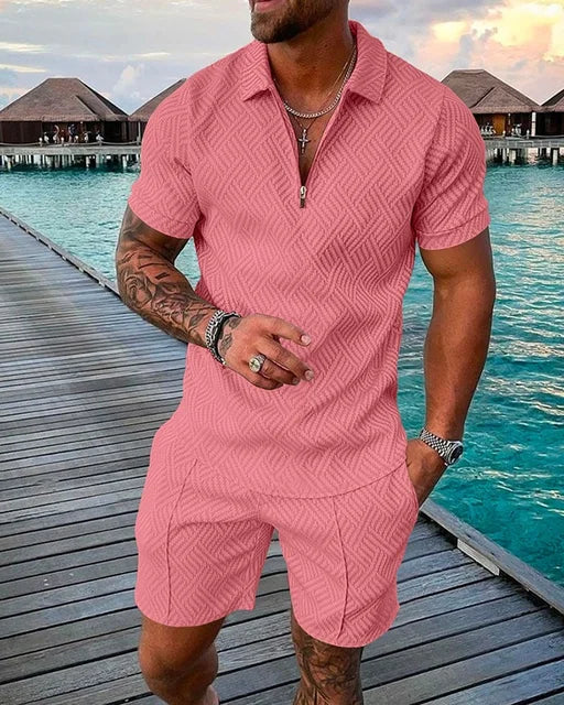 Short Sleeve Polo Shirt+Shorts 2 Piece Sets Sportwear