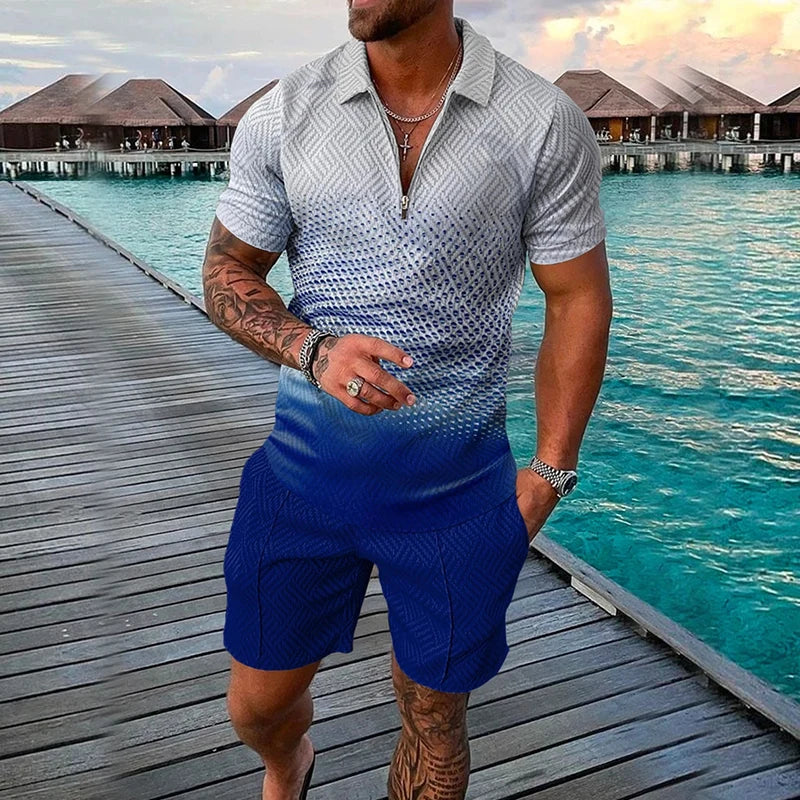 Lion Pattern Short Sleeve Shorts 2 Piece