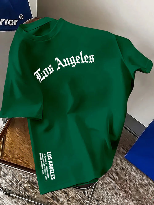 100% Cotton Los Angeles Letter Round Neck T-shirt