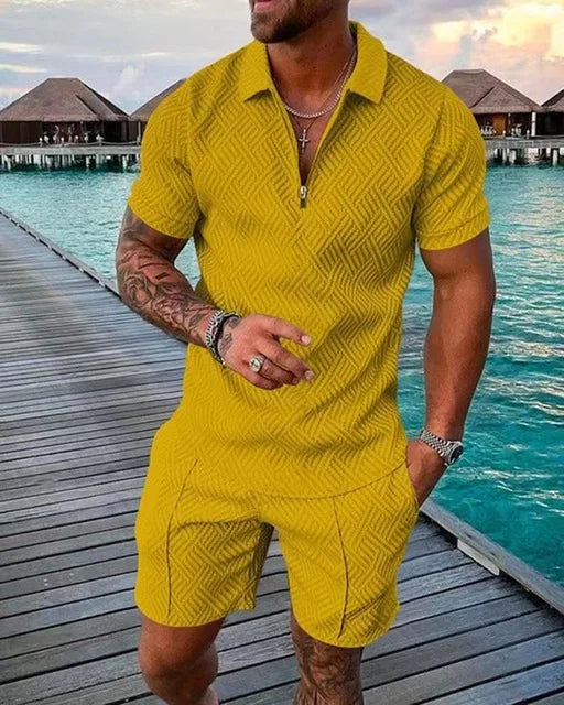 Short Sleeve Polo Shirt+Shorts 2 Piece Sets Sportwear