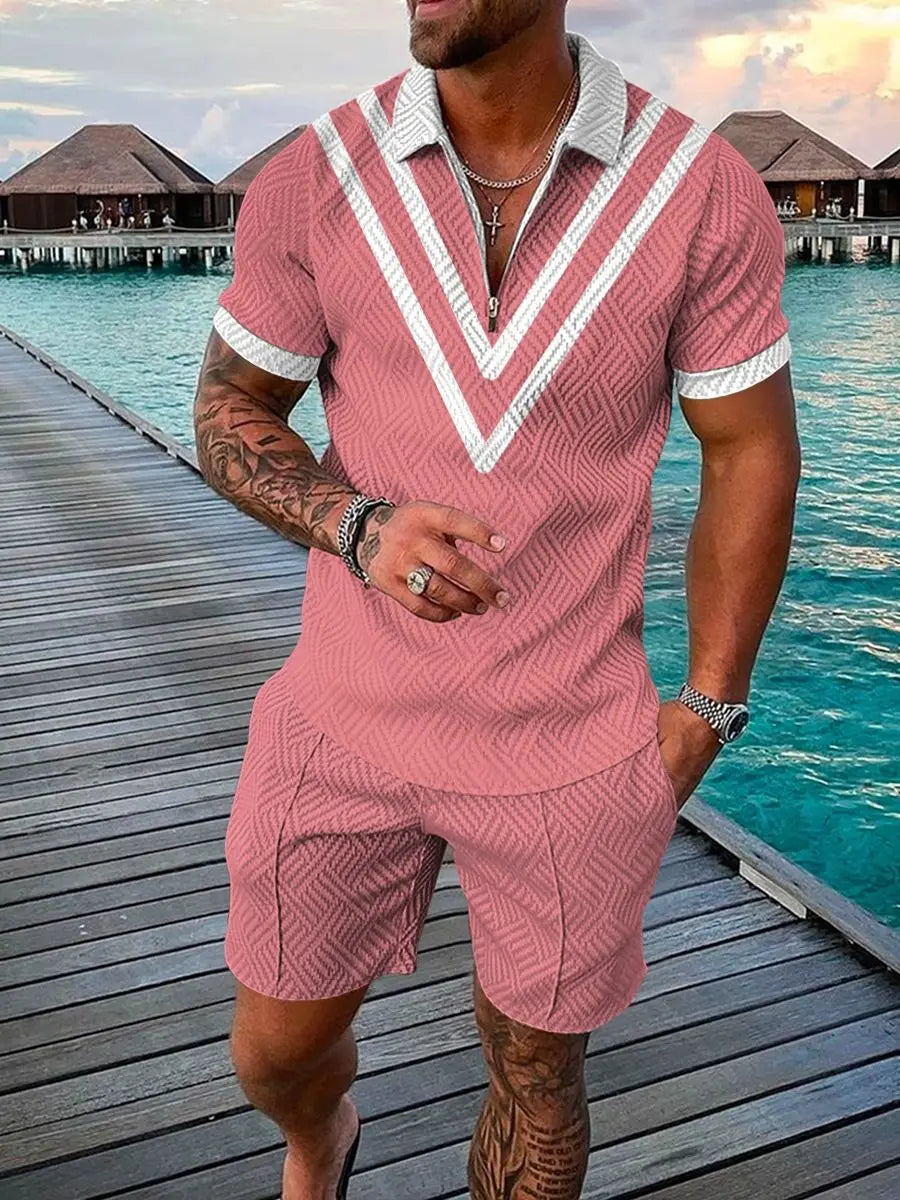 Short Sleeve Polo Shirt+Shorts 2 Piece Sets Sportwear
