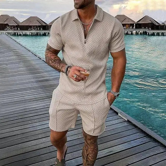 Short Sleeve Polo Shirt+Shorts 2 Piece Sets Sportwear