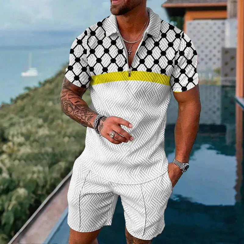 Short Sleeve Polo Shirt+Shorts 2 Piece Sets Sportwear