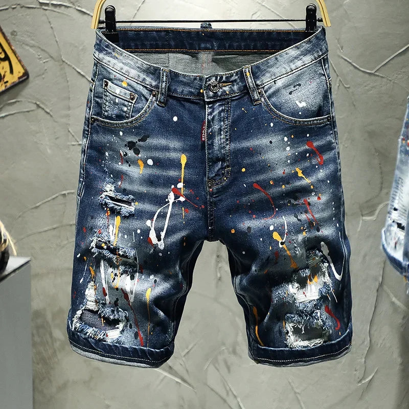 Ripped Straight Denim Short