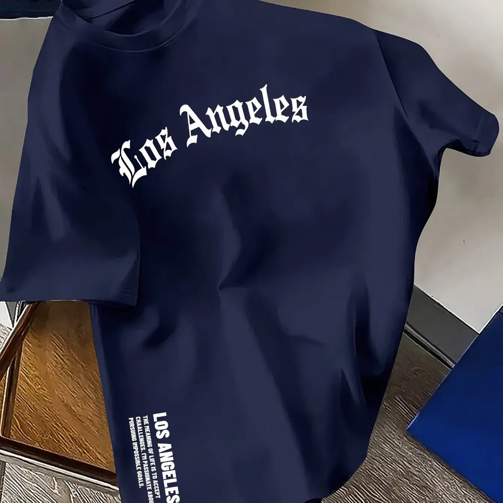 100% Cotton Los Angeles Letter Round Neck T-shirt