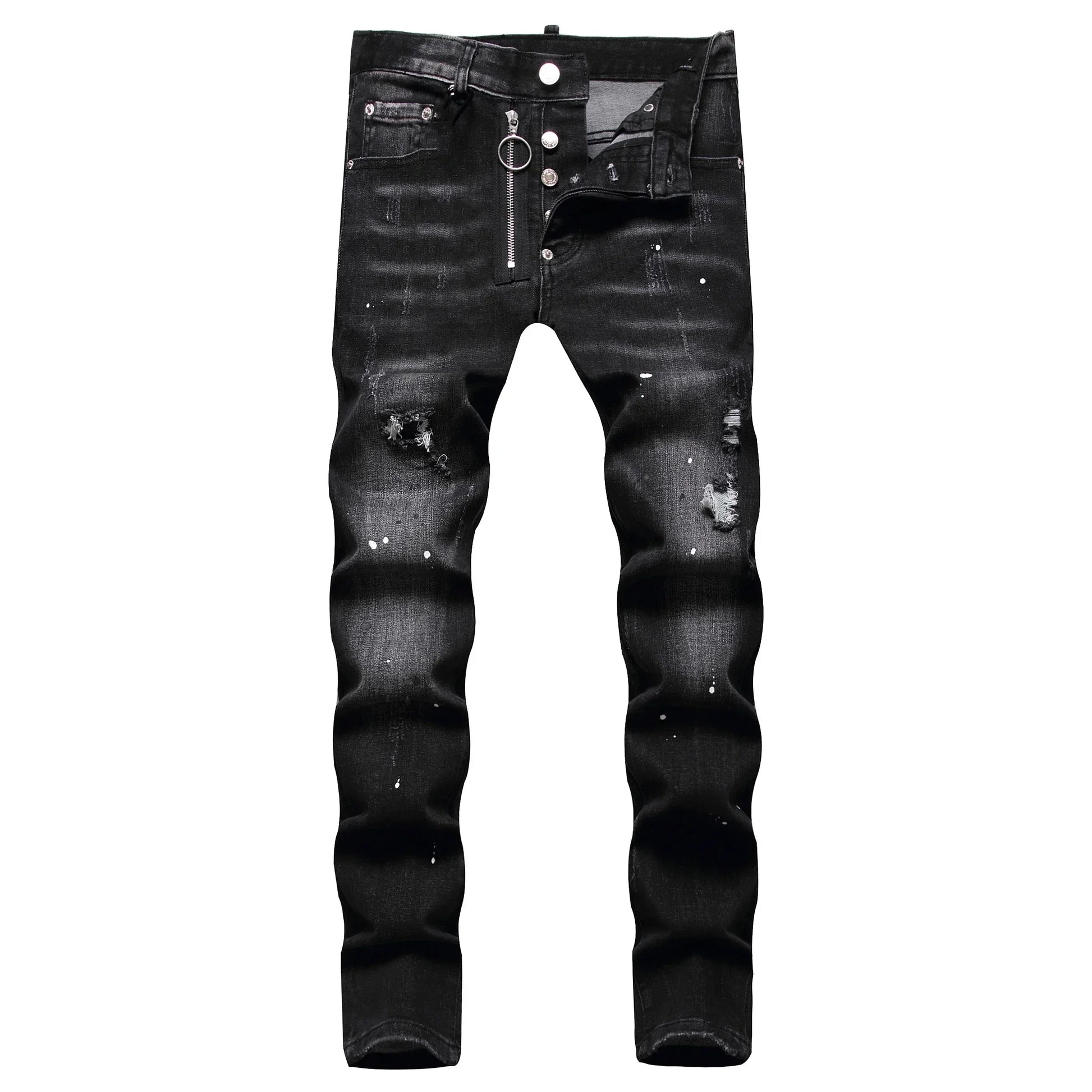 2025 Men's Ripped Jeans Luxury Brand Light Blue Holes Long Trousers Quality Male Fashion Stretch Slim Pants Men Skinny Jeans