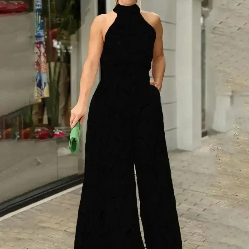Women's Elegant Jumpsuits Wide Leg Long Pant Summer Sexy Sleeveless Jumpsuit Women Casual Print Macaque Feminine Clothes
