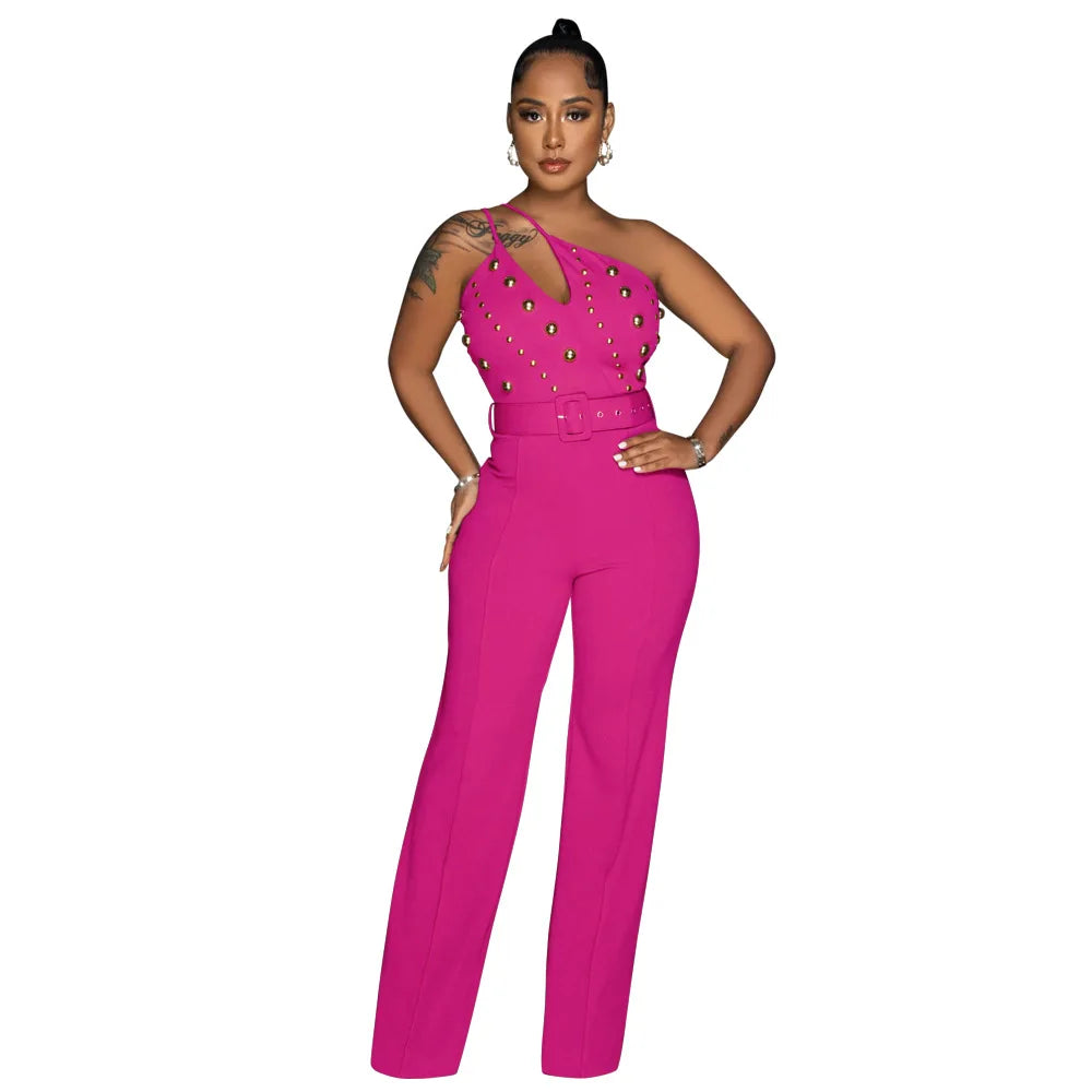 One Piece Sleeveless Slim Fit Overalls Backless Wide Leg Pants