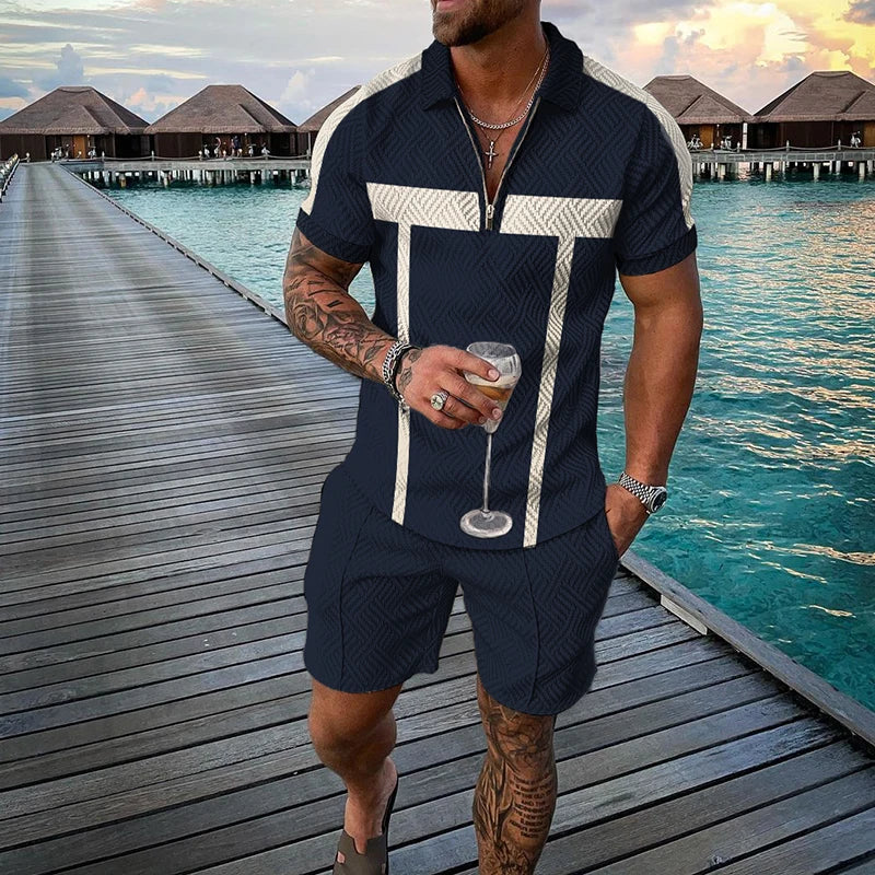Lion Pattern Short Sleeve Shorts 2 Piece