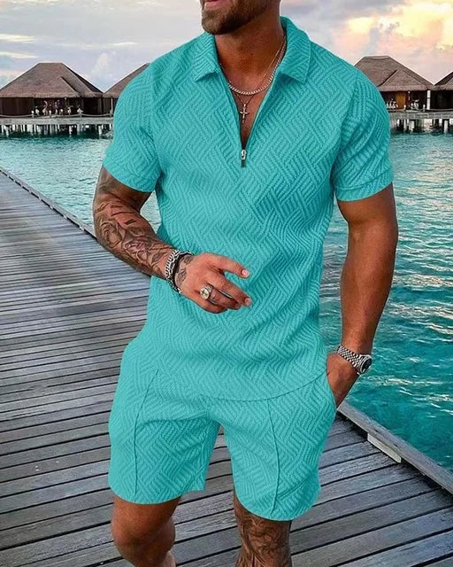 Short Sleeve Polo Shirt+Shorts 2 Piece Sets Sportwear