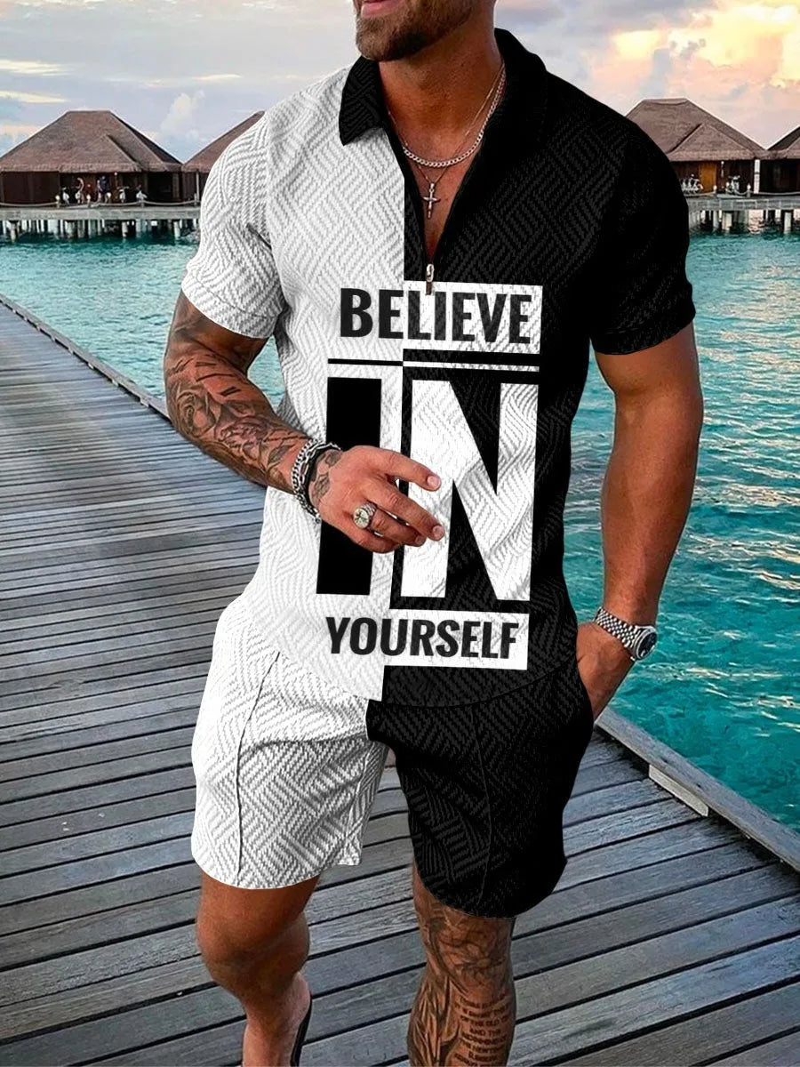 Short Sleeve Polo Shirt+Shorts 2 Piece Sets Sportwear