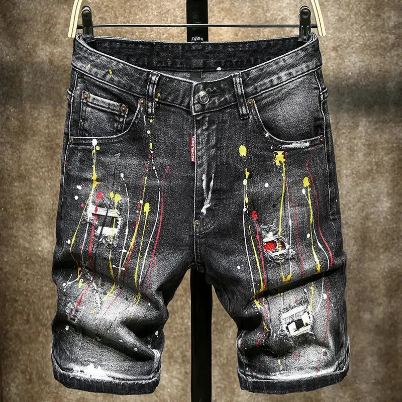 Ripped Straight Denim Short