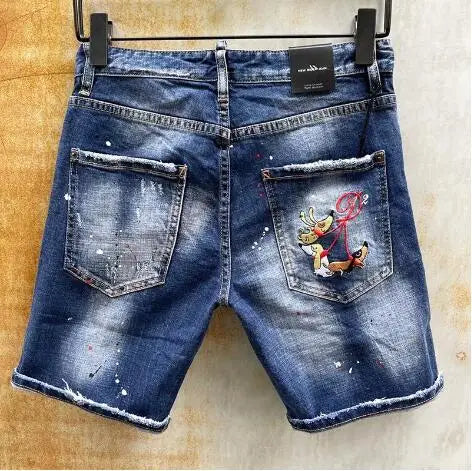 Ripped Straight Denim Short