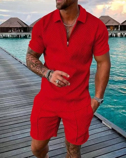 Short Sleeve Polo Shirt+Shorts 2 Piece Sets Sportwear