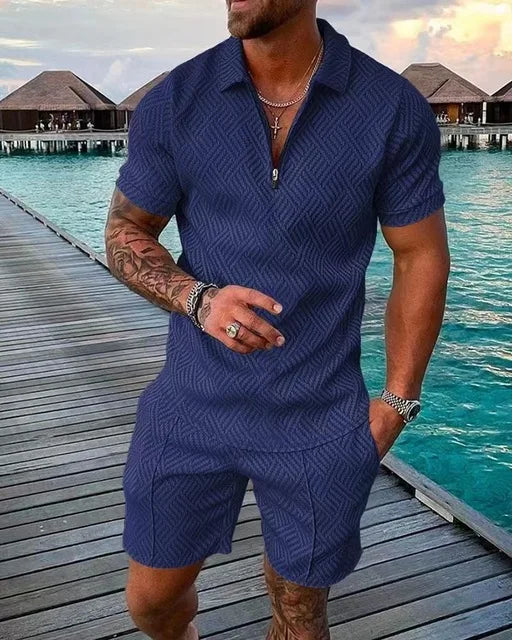 Short Sleeve Polo Shirt+Shorts 2 Piece Sets Sportwear