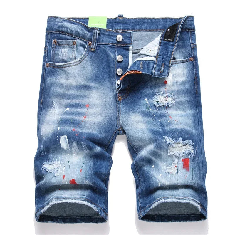 Ripped Straight Denim Short