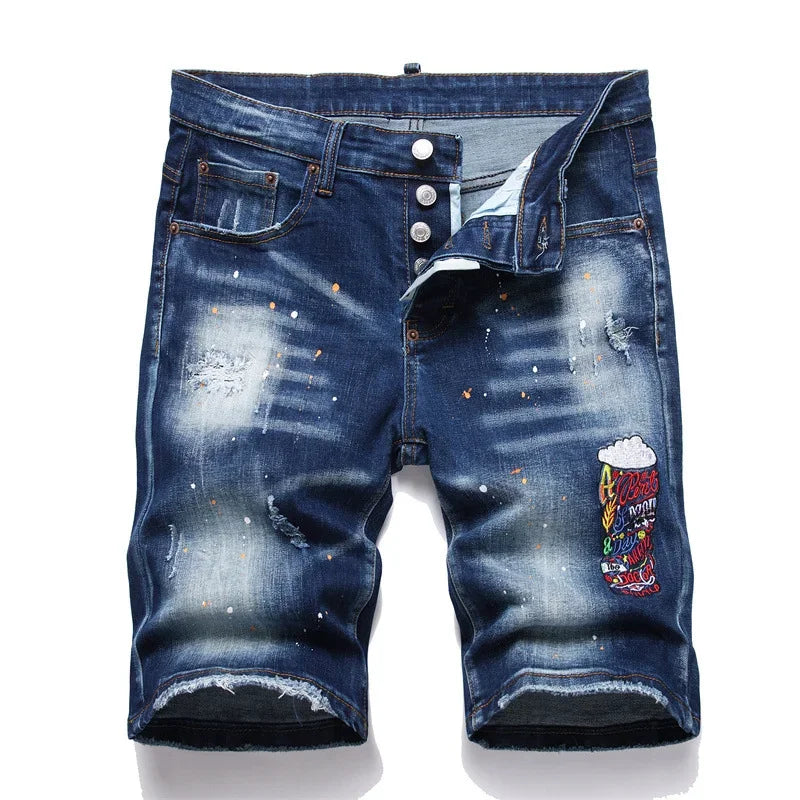 Ripped Straight Denim Short
