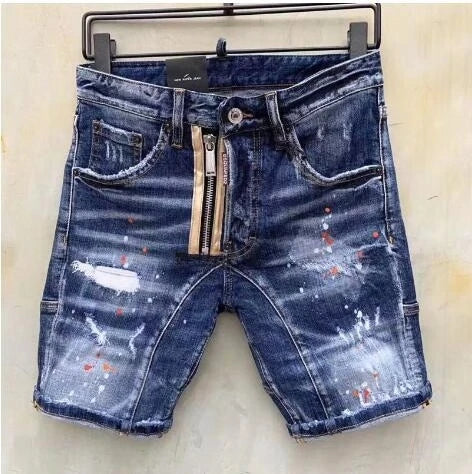 Ripped Straight Denim Short