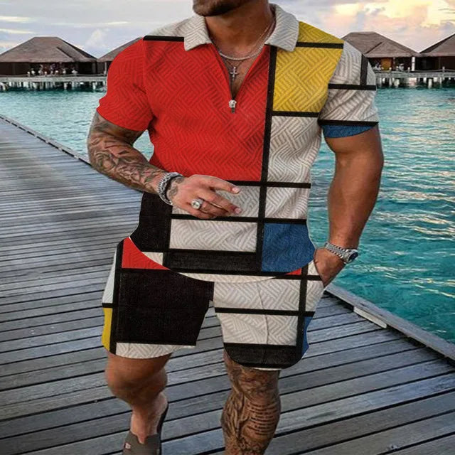 Short Sleeve Polo Shirt+Shorts 2 Piece Sets Sportwear