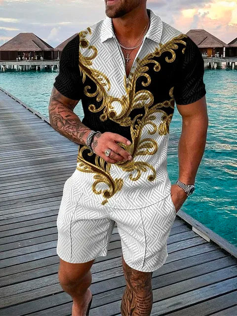 Short Sleeve Polo Shirt+Shorts 2 Piece Sets Sportwear