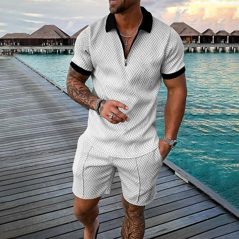 Lion Pattern Short Sleeve Shorts 2 Piece