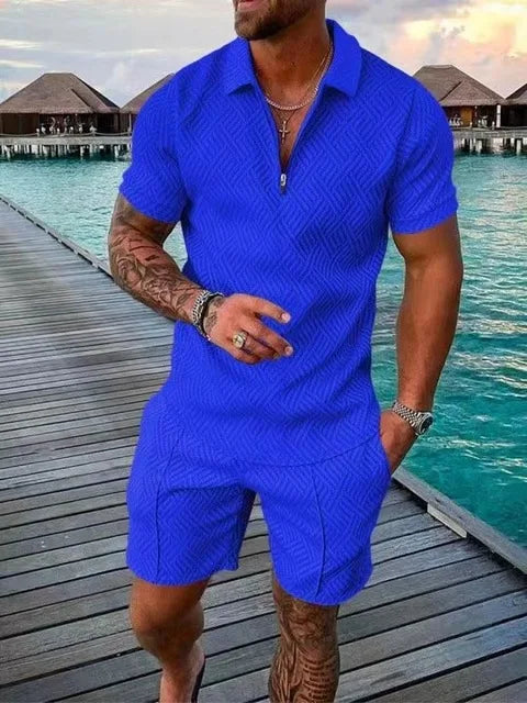 Short Sleeve Polo Shirt+Shorts 2 Piece Sets Sportwear