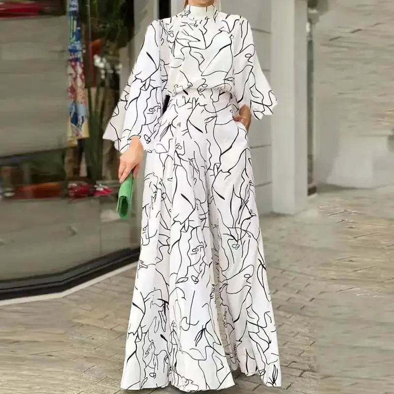 Women's Elegant Jumpsuits Wide Leg Long Pant Summer Sexy Sleeveless Jumpsuit Women Casual Print Macaque Feminine Clothes