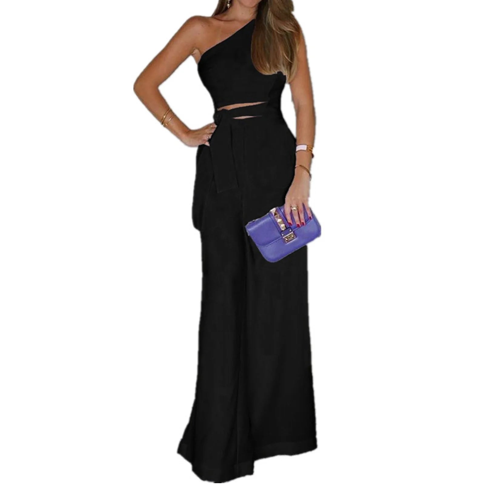 Women Sleeveless Long Jumpsuit Wide Leg Pant Casual Waisted Tank Rompers Playsuit Office Lady Elegant Pocket Overall