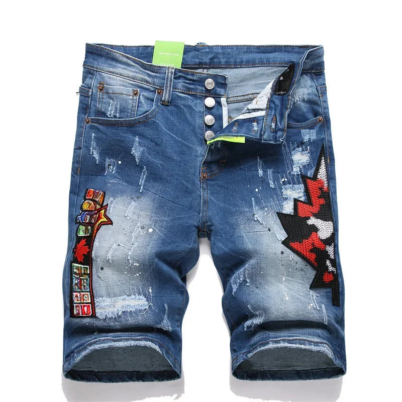 Ripped Straight Denim Short