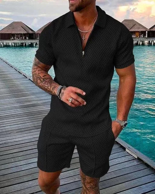 Short Sleeve Polo Shirt+Shorts 2 Piece Sets Sportwear