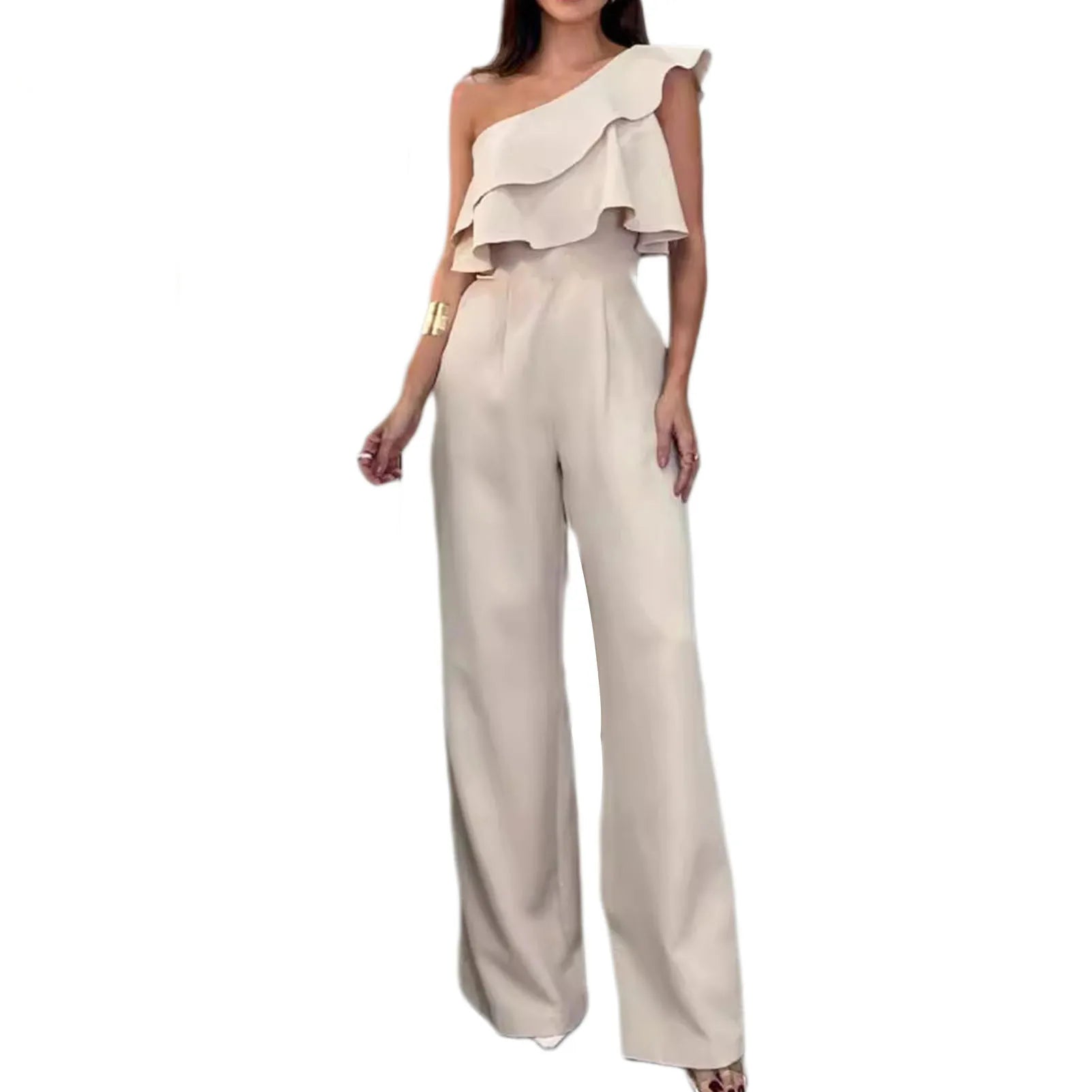 Women Sleeveless Long Jumpsuit Wide Leg Pant Casual Waisted Tank Rompers Playsuit Office Lady Elegant Pocket Overall
