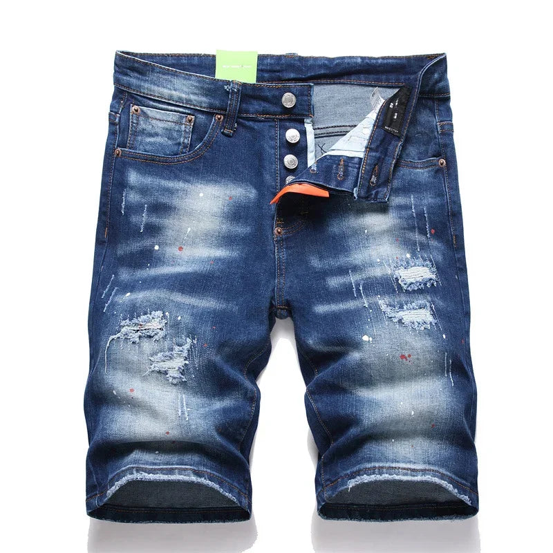 Ripped Straight Denim Short