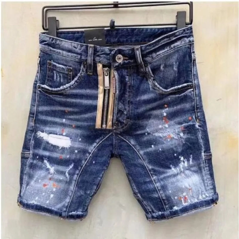 Ripped Straight Denim Short