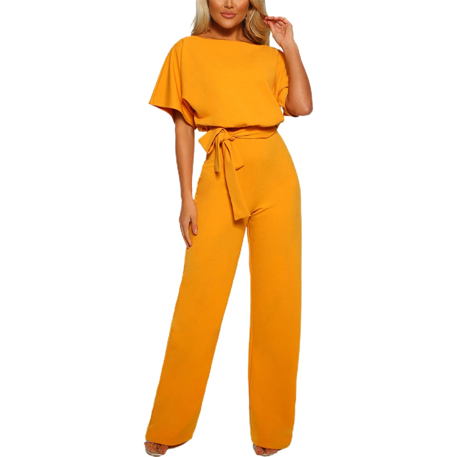 Women Sleeveless Long Jumpsuit Wide Leg Pant Casual Waisted Tank Rompers Playsuit Office Lady Elegant Pocket Overall
