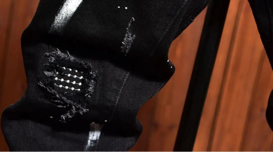 Slim Denim Jeans Ripped Holes Patches Spring