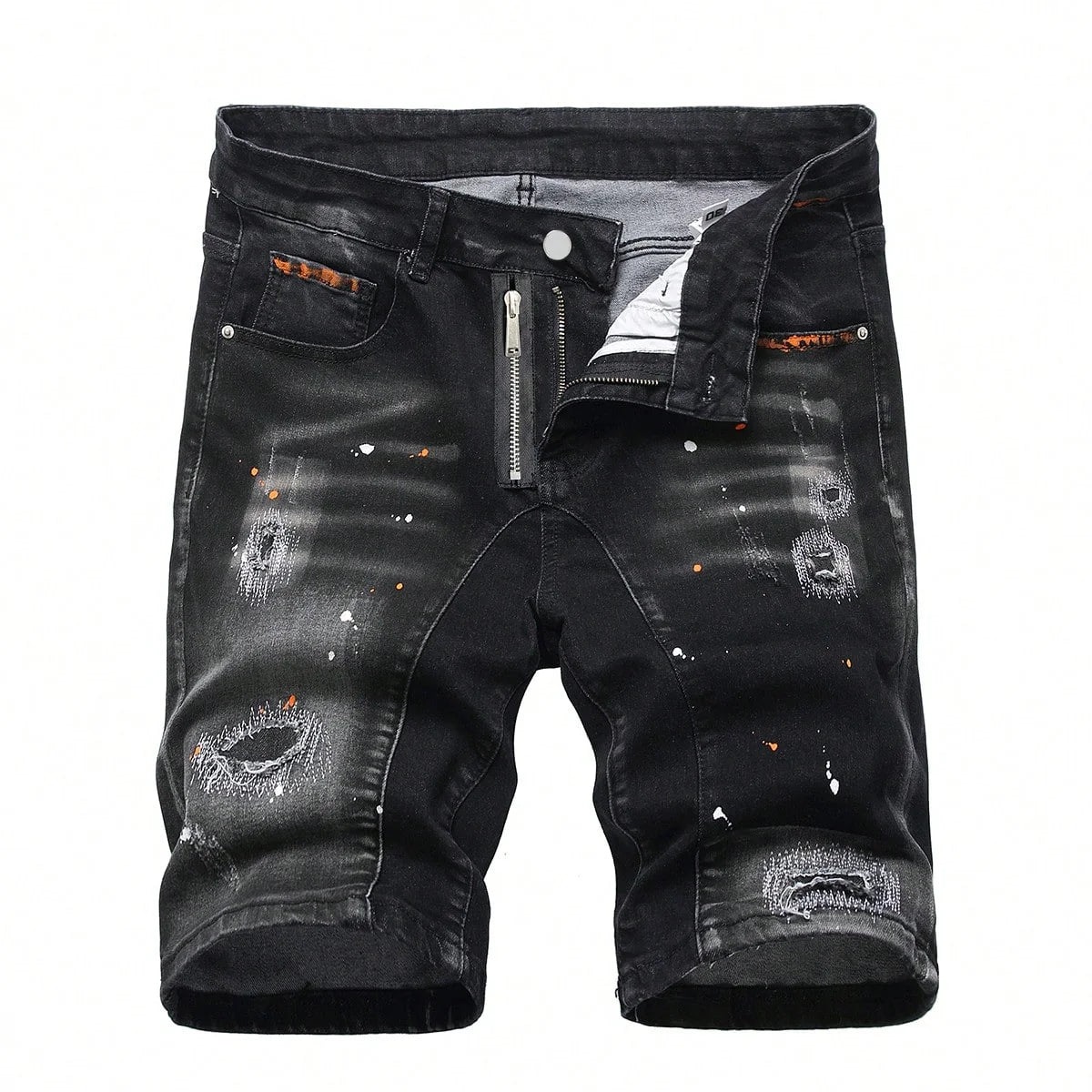 Ripped Shorts Jeans Men Denim Shorts Pants Straight Stretch