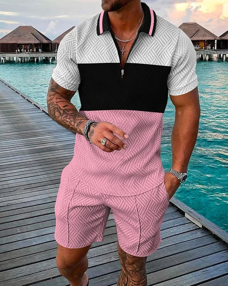 Short Sleeve Polo Shirt+Shorts 2 Piece Sets Sportwear
