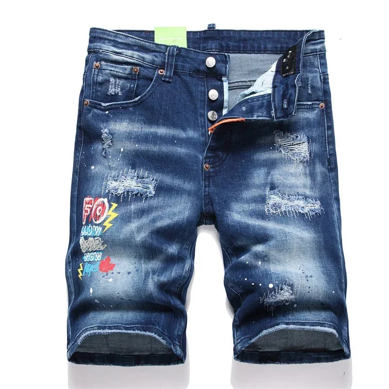 Ripped Straight Denim Short
