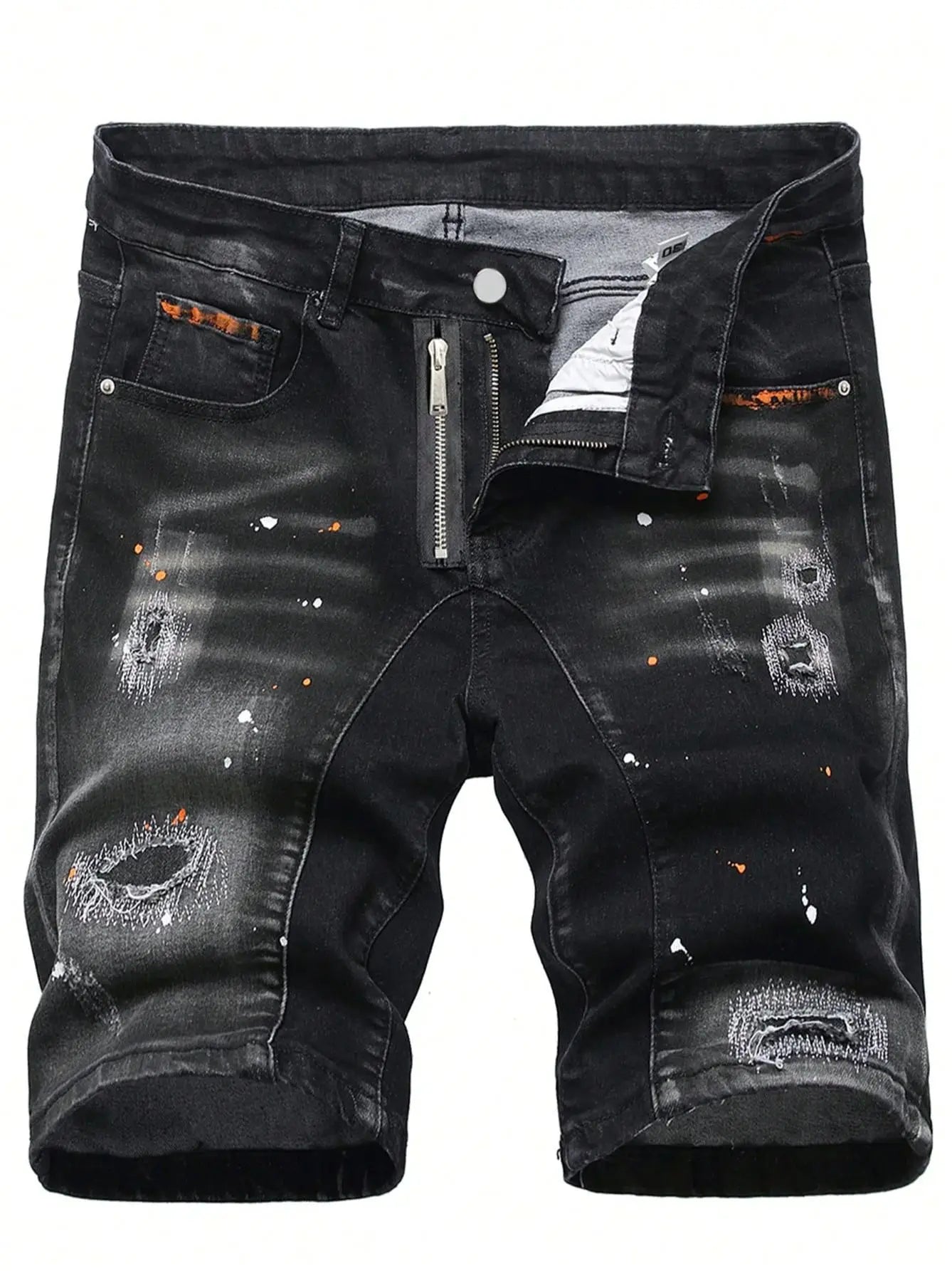 Ripped Shorts Jeans Men Denim Shorts Pants Straight Stretch