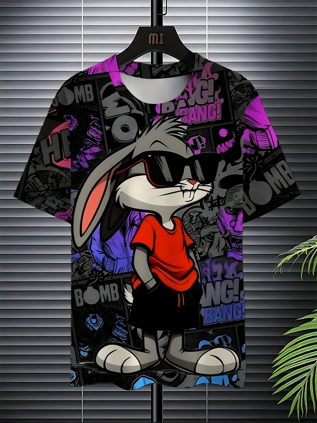 Men's 3D Rabbit Print T-Shirt Soft Stretch Polyester Fabric