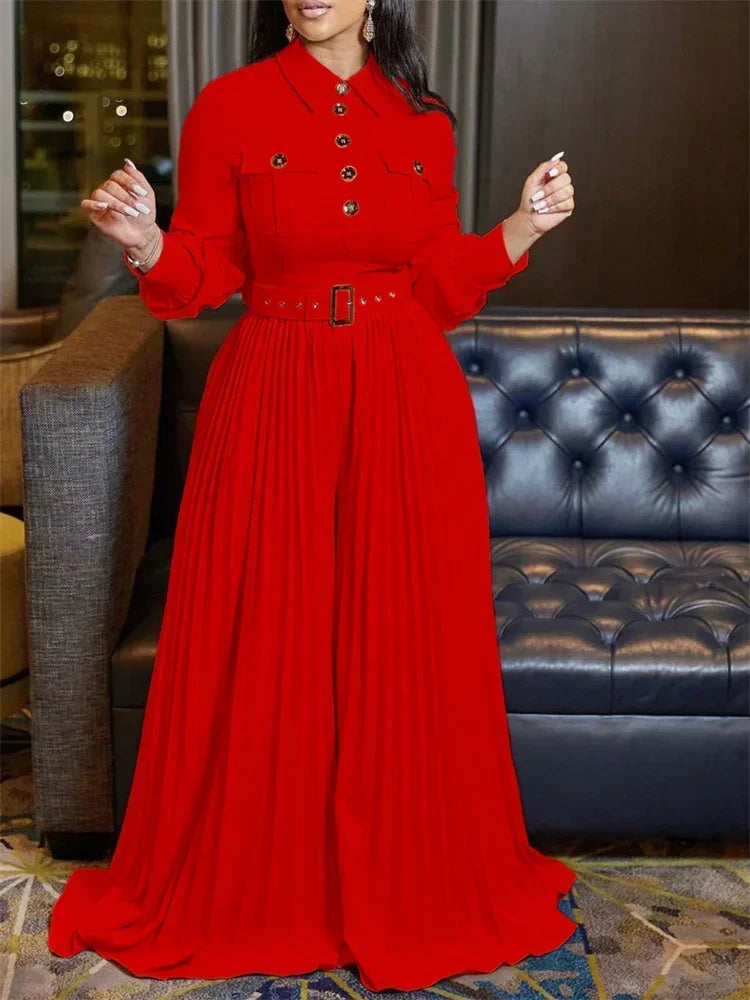 Button Maxi Romper with Belt