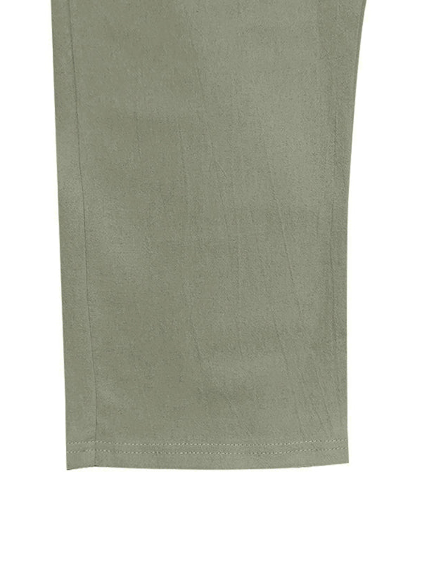 Men's Loose Casual Relaxed Straight Linen Naples Gurga Breathable Trousers