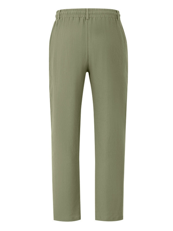 Men's Loose Casual Relaxed Straight Linen Naples Gurga Breathable Trousers