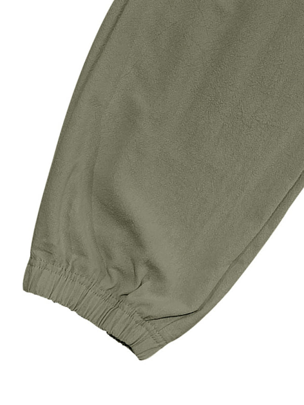 Men's linen casual outdoor sports pants with cuffs and multi-pocket work pants