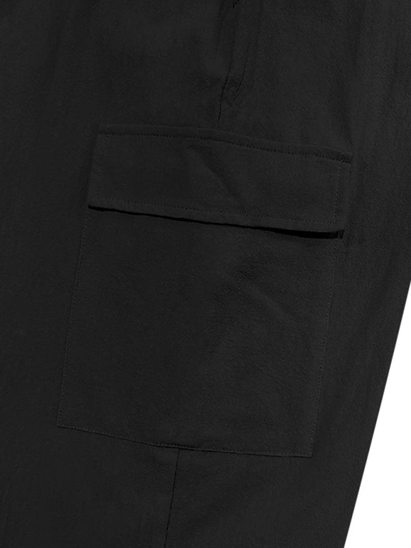 Men's linen casual outdoor sports pants with cuffs and multi-pocket work pants